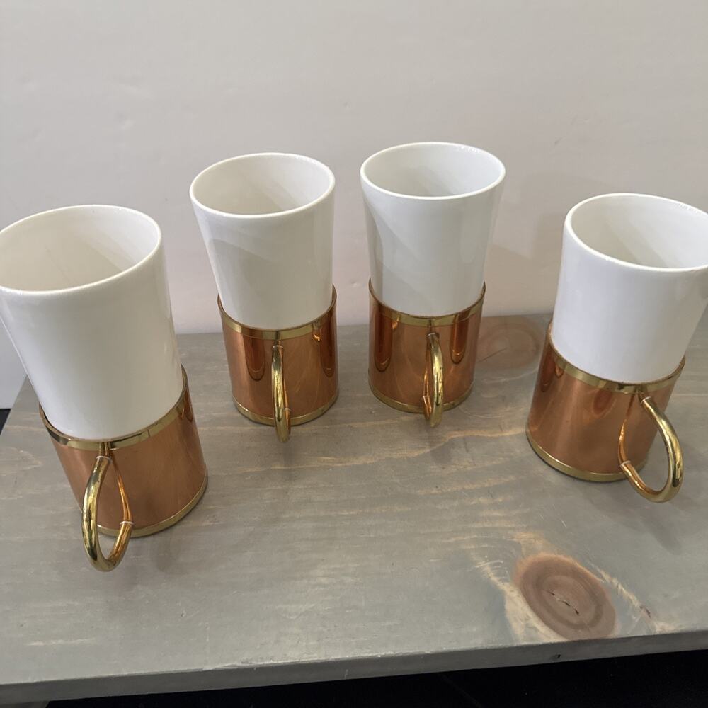 Baker Heart & Stuart Vintage Ceramic Tea Pot with Copper Cozy and 4 Mugs - Picture 2 of 14